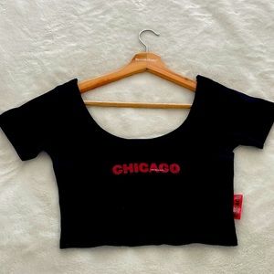 Black Chicago Musical Crop Top XS